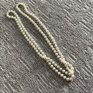Faux large pearl long necklace